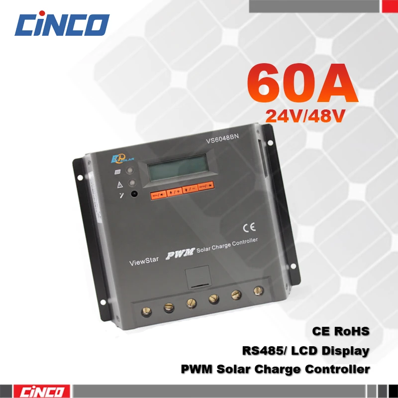 Контроллер заряда солнечной батареи VS6048BN 60A 12В/24В/36В/48В ViewStar EPSOLAR PWM с ЖК-дисплеем