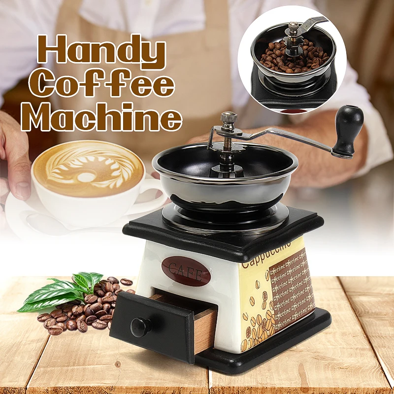

Retro Manual Coffee Grinder Coffee Bean Hand Grinding Machine Home Coffee Brewing Tools Hand Wooden Burr Mill