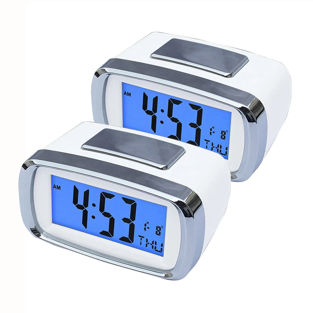 2pcs Digital Alarm Clock Snooze Clock Table Desktop Clock Battery Operated with Calendar