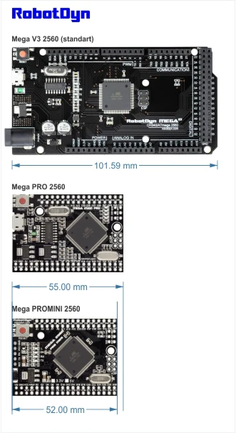 Mega 2560 PRO MINI 3,3 В, ATmega2560-16AU, без пинхедов. Совместим с Arduino Mega 2560