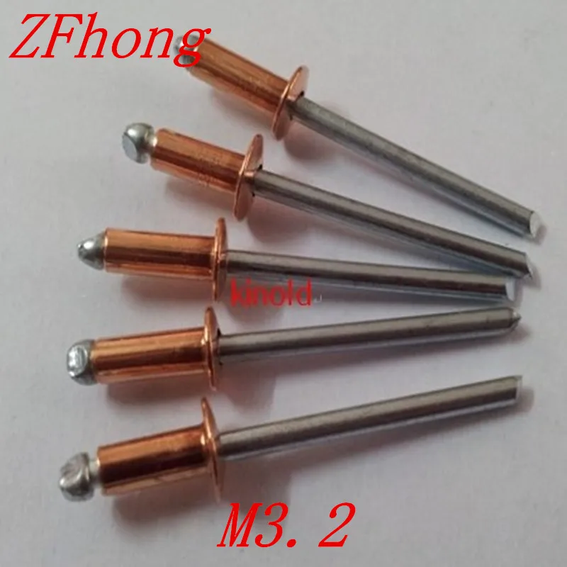 1000PCS free shipping M3.2*4/6/8/9/12/14 Brass Blind Rivets Pop Rivets