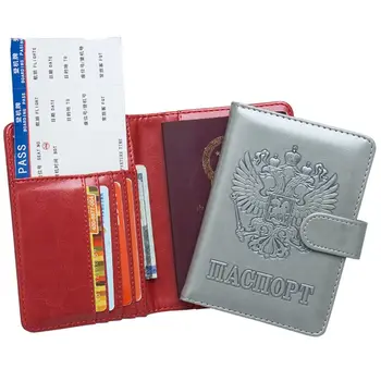 

Russian Leather RFID Blocking Passport Holder Wallet Cover Travel Organizer Case for Men Women with Credit Card Slots 14x10.5cm