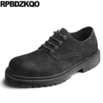 

brand luxury Italy classic runway men dress italian leather shoes european oxfords casual british style suede black flats 2019