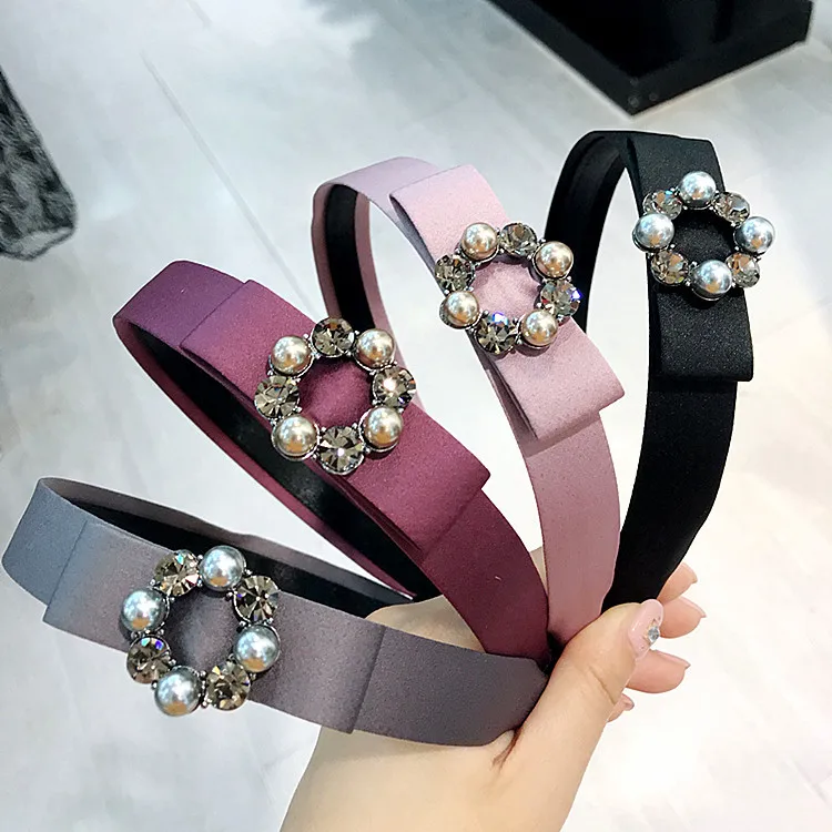 

Korea Hand Made Ribbon Circle Crystal Retro Hair Accessories Diamond Hair Band Hair Bows Flower Crown Headbands For Girls 4