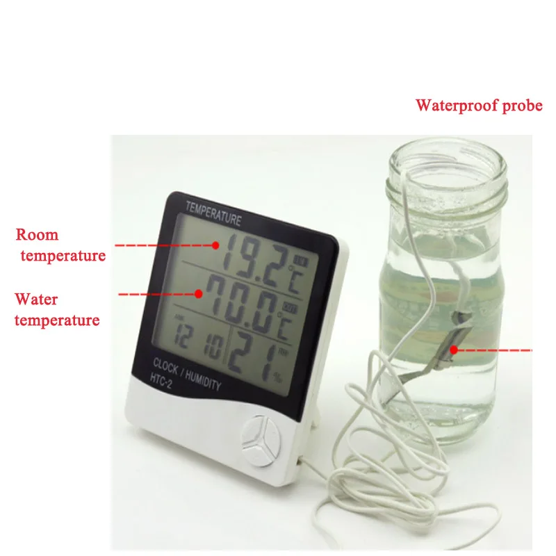 ЖК-дисплей Электронный цифровой измеритель температуры и влажности Крытый Открытый термометр гигрометр метеостанция часы HTC-1 HTC-2