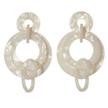 

i European and American fashion resin leopard white size circle color matching fashion atmosphere earrings