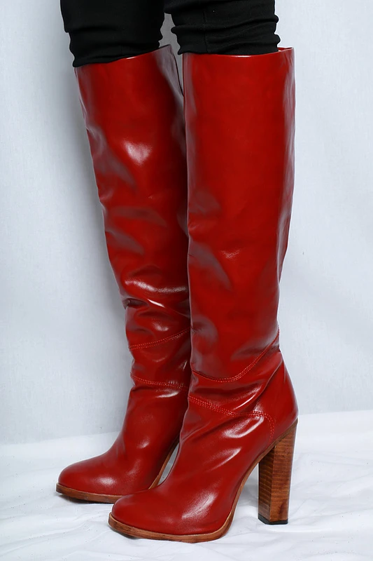 longitud Salida en cualquier momento Botas largas hasta el muslo de charol para mujer, zapatos de tacón alto  femeninos con punta, de felpa, color rojo, temporada otoño e invierno, 2019| Botas hasta la rodilla| - AliExpress