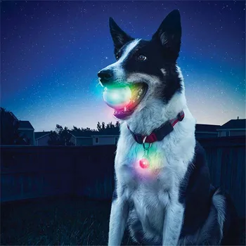 

Dog Toys Pet Chew Rubber Tooth Cleaning LED Dog Ball Bounce-Activated Light Up Dog Ball Replaceable Batteries Color Changing LED