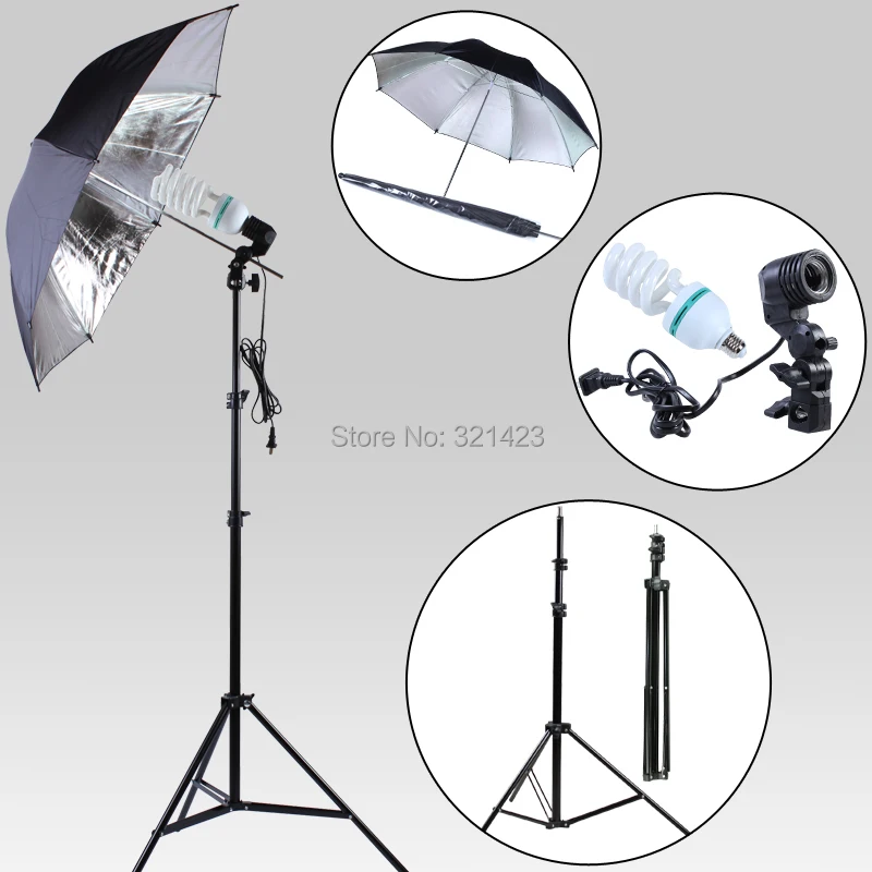 

NEW PHOTOGRAPHIC EQUIPMENT 2014 85 cm Reflective umbrella and Lamp Bulb Holder E27 Socket and 7ft. 200cm stand 150w 5500k bulb