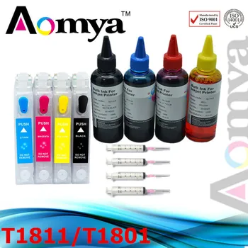 

T1811 /T1801 Empty Ink Cartridge Refill Ink Kit 4 Colors For Epson Printer XP-405WH XP415 XP412 XP315 XP312 XP215 XP212