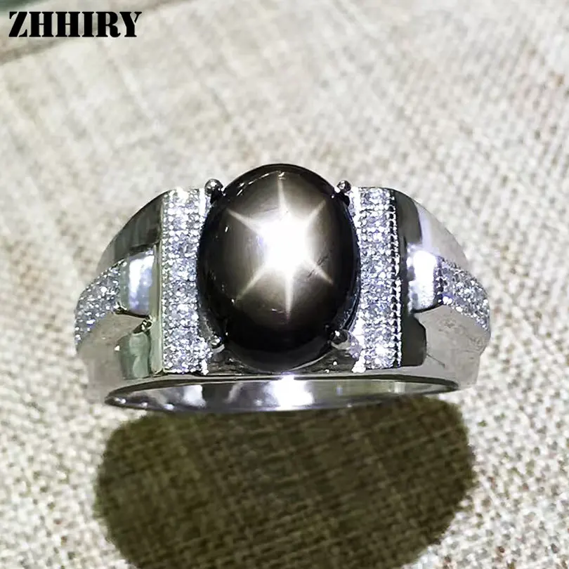 Настоящее натуральное Звездное сапфировое мужское кольцо, 925 пробы, серебро, настоящий драгоценный камень, хорошее ювелирное изделие, Свадебное обручальное кольцо, камень по месяцу рождения