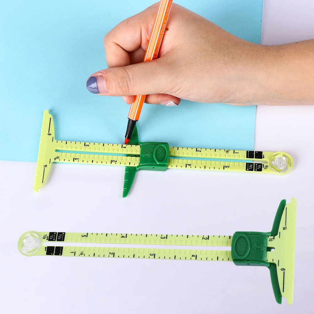 1PC Multifunctional 5 in 1 Slip Caliper Sliding Gauge Green DIY Scale
