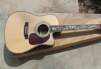 

Factory Custom 41'' Cutaway Solid Spurce Top Maple Back Side natutal Acoustic Guitar can add Fishman pickup EQ