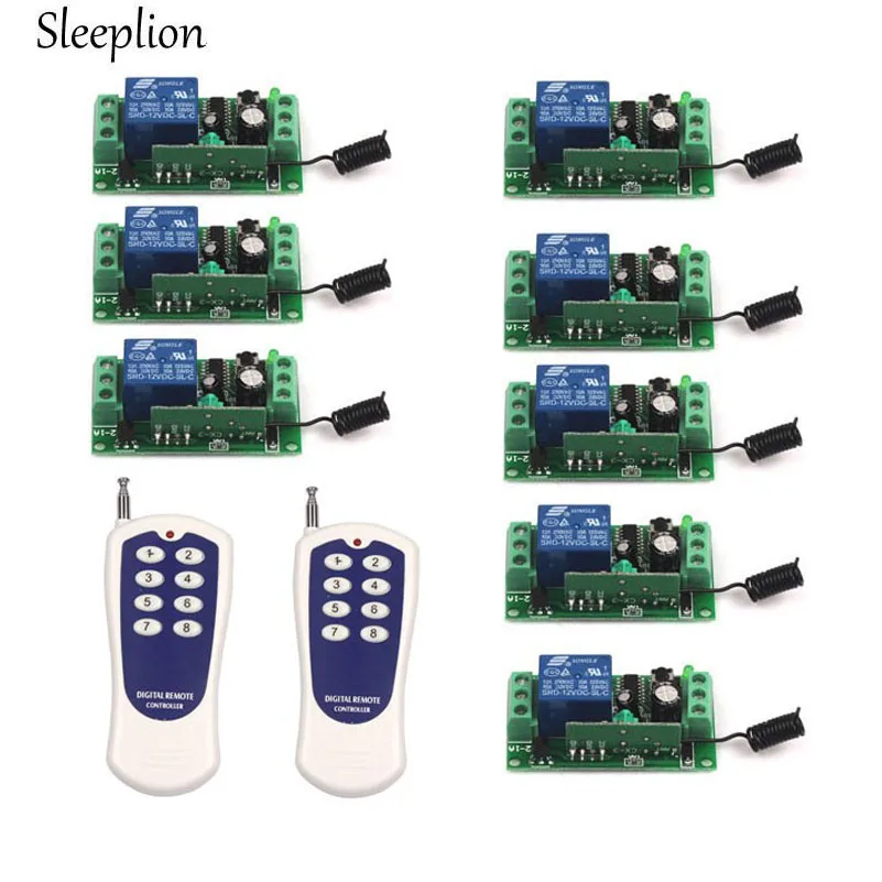 

Sleeplion 433MHz/315MHz Wireless RF 2 8-key Remote Control Switch Transmitter 12V 1CH Channel+8 Receiver