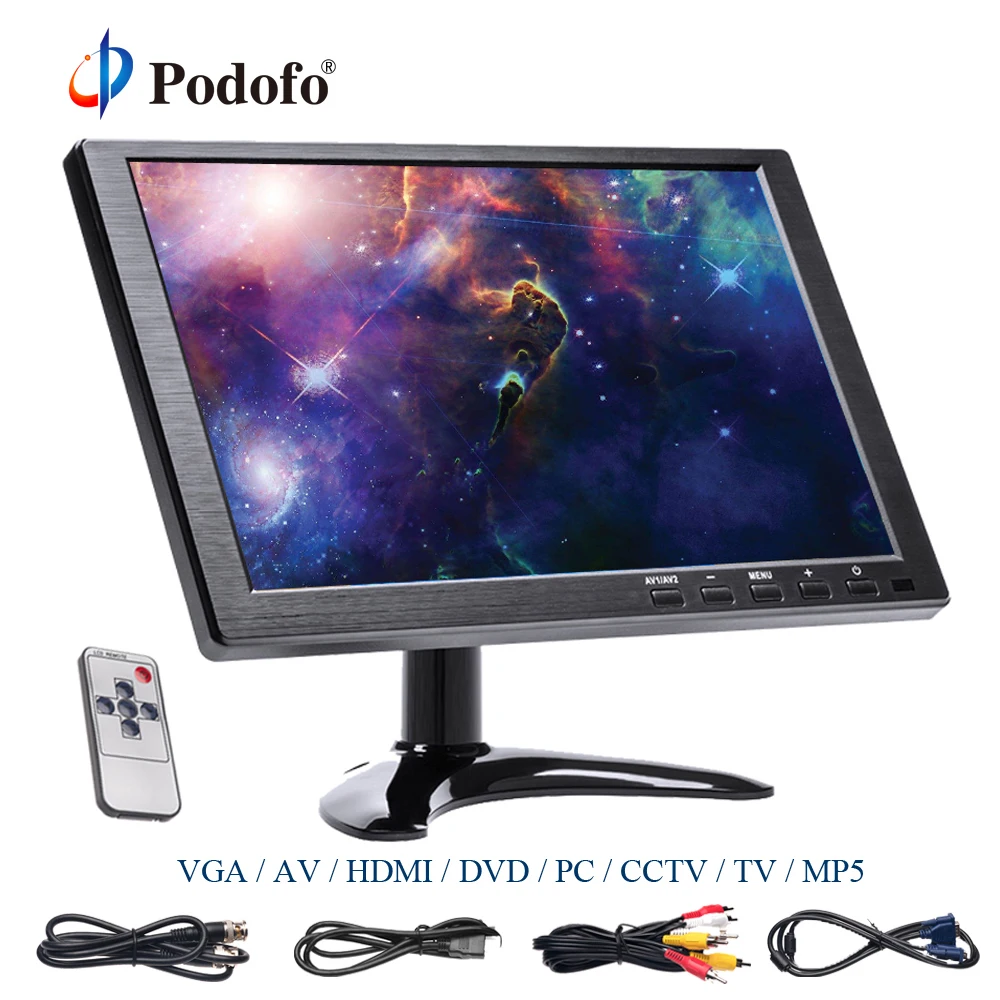 

Podofo Car Headrest 10.1" LCD Monitor FHD TFT LCD Digital Screen HDMI/VGA/AV/USB/SD For PC/TV/CCTV/DVD/MP5 Player HD Monitoring