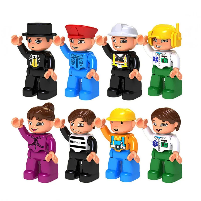 

8pcs/set Action Figure Family Boy Girl Big Size Bricks Compatible With LegoINGly Duplo Building Blocks Toys For Children Gift