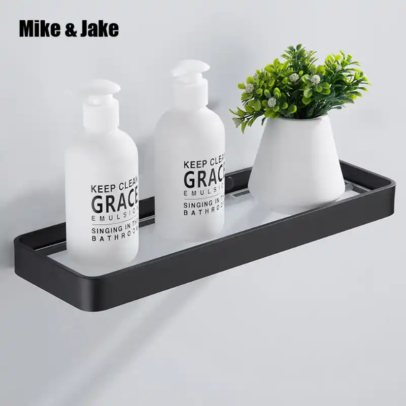 Black Aluminum Bathroom Glass Shelf 25cm 35cm 45cm Square Bathroom Glass Shelves Shower Room Rack Cosmetic Shelf Aliexpress