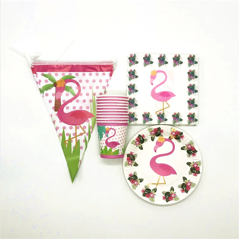 

80Pcs/Lot 2.5 Flag Flamingo Theme Theme Party Wedding Napkin Flag Child Birthday Party Cups Plates Banner Decoration Supply