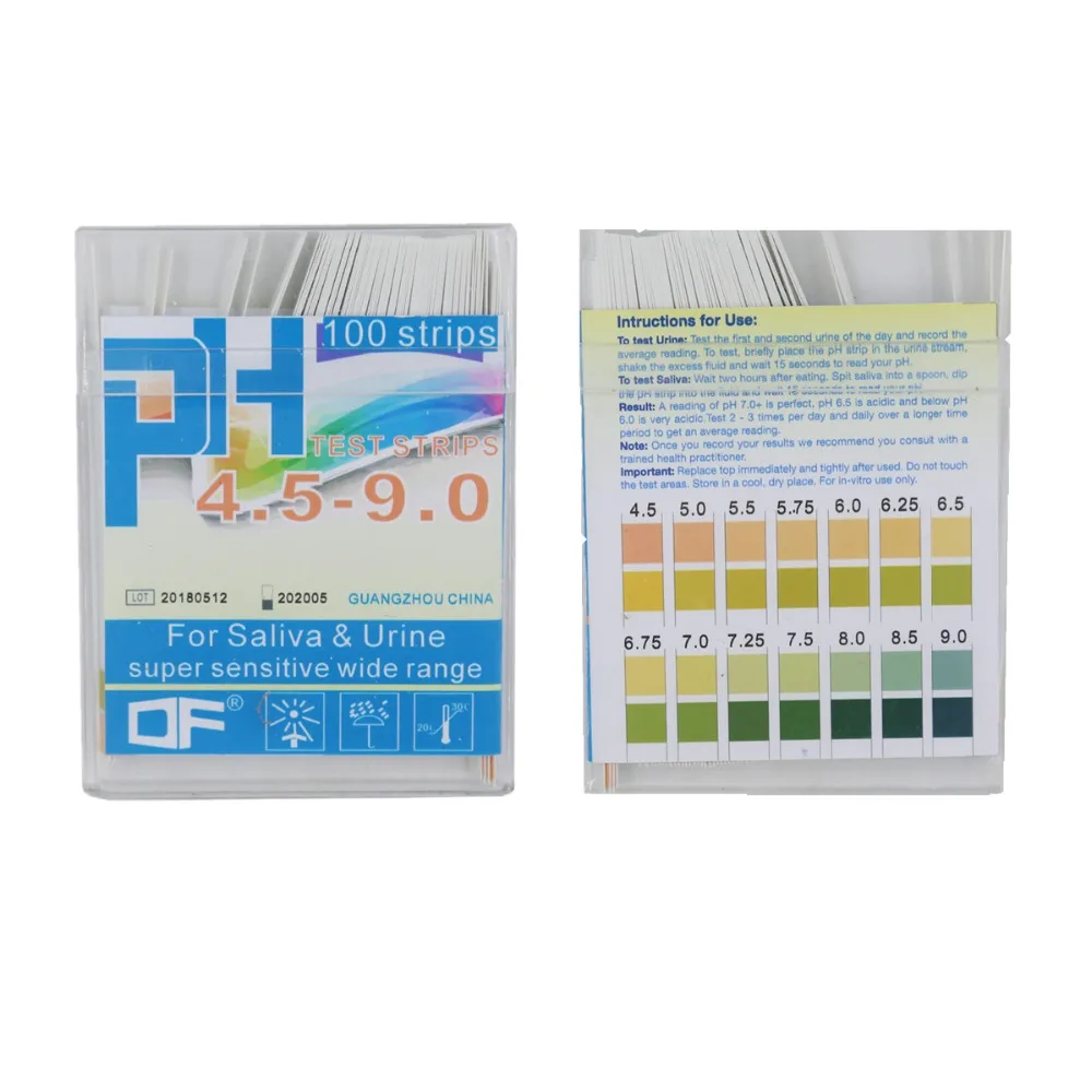 PH 4.5-9.0 Prueba de pH Cintas de papel Medidor de papel de prueba Indicador de ácido alcalino para agua Orina Saliva Girasol Suelo Medición de prueba Jpstyle 