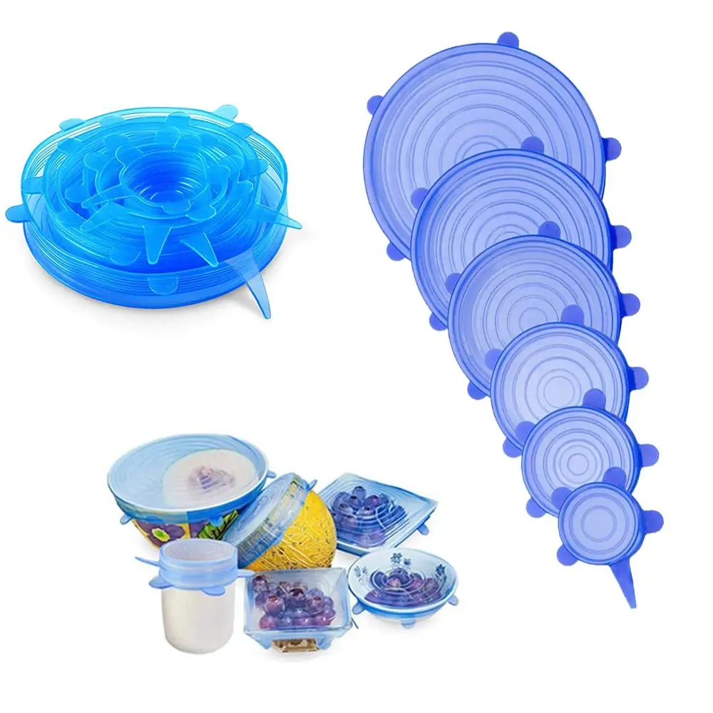 

6Pcs/Set Silicone Stretchable Wrap Food Fresh Keeping Cover Sealer Reusable Cooking Kitchen Tools Food Wrap Seal Lid Cover