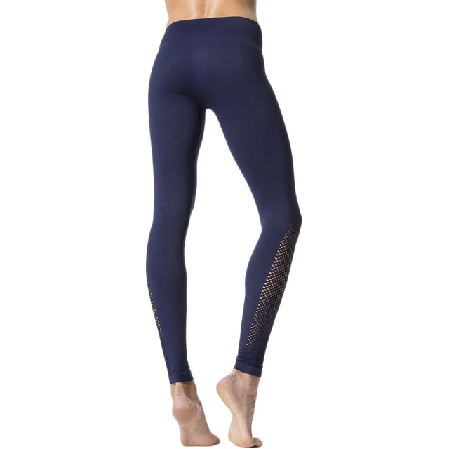 Kaywide Navy Blue Mesh Patchwork Yoga Pants High Waist Elastic Fitness
