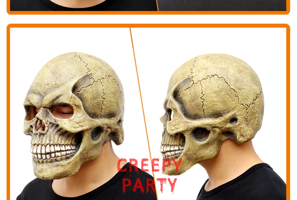 Страшная маска с черепом на всю голову, Реалистичные Маски для Хэллоуина, вечерние латексные маски, страшная маска для косплея, игрушечная бутафория