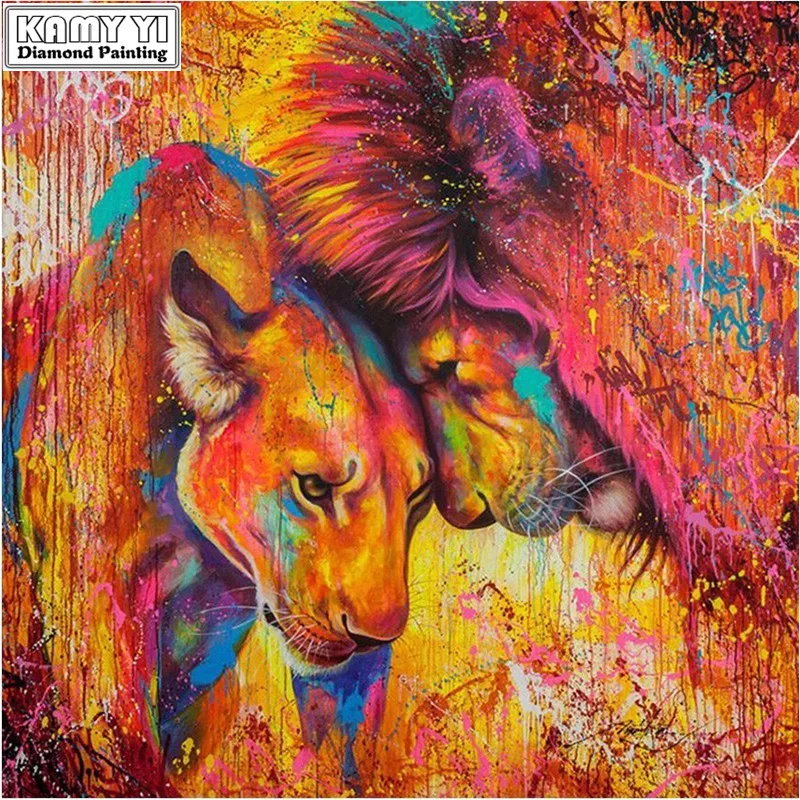 

Diamond Embroidery Animal Rhinestone Mosaic Diy 5d Diamond Painting Lion Handicraft Home Decor LK1