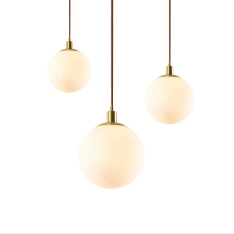  Personality Brass Cream Glass Ball Pendant Light Modern Pendant Lamp Nightlight Kitchen Lighting Fi - 32983066061