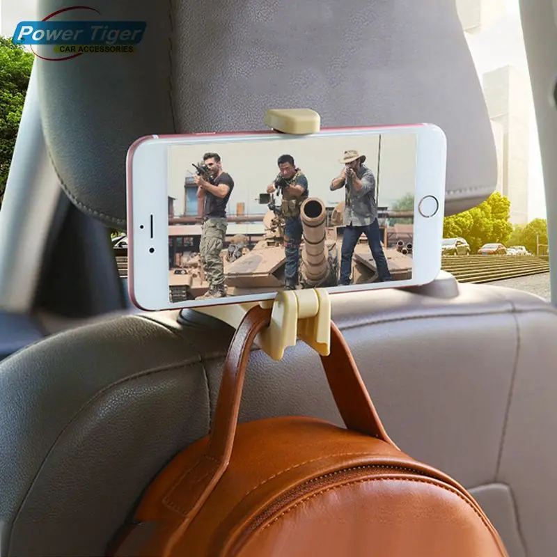 

1Pc Car Headrest Hook with Phone Holder Seat Back Organizer Bag Purse Hanger for Handbag Clip Auto Fastener Clip Car Accessories