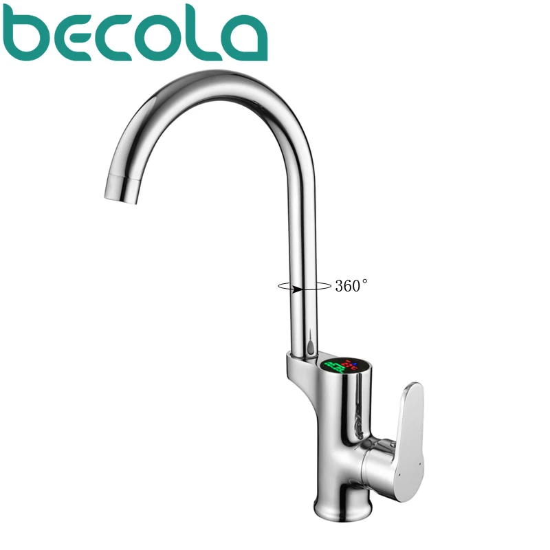  becola LED kitchen LCD temperature and digital display kitchen faucets solid brass chrome kitchen t - 32851336712