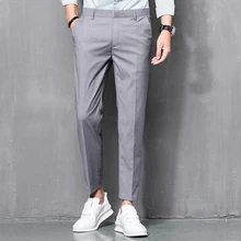 Мужская одежда костюм брюки/мужские высококачественные однотонные узкие брюки для делового костюма/мужские высококачественные брюки для отдыха