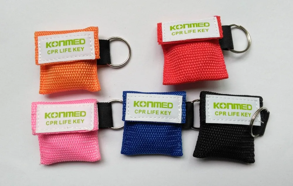 1 pc / Lot Variety Color Mini CPR Mask Keychains Outdoor Emergency