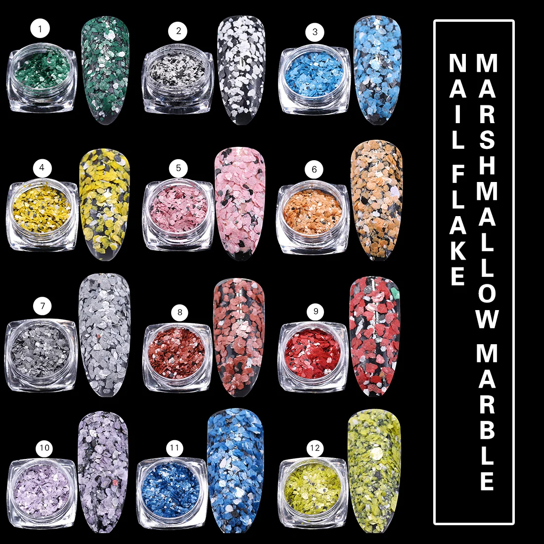 

Nails Art Decoration Marshmallow Marble Stone Nail Glitter Dust Manicure Paillette Cotton Candy Nail Sequins Mica Fragment Flake