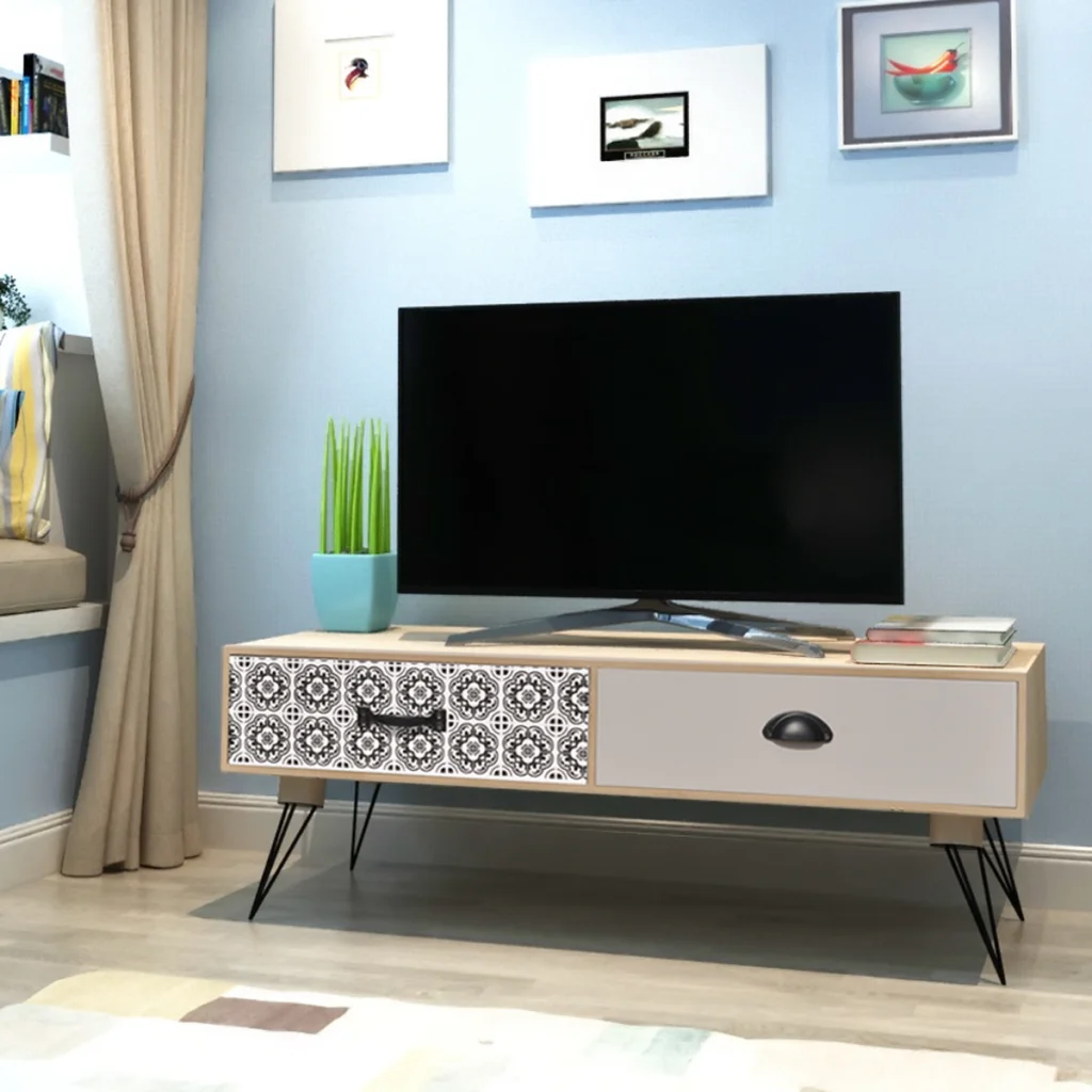 Ikayaa Modern Furniture TV Side Table 100x40x35 cm Brown TV Stand