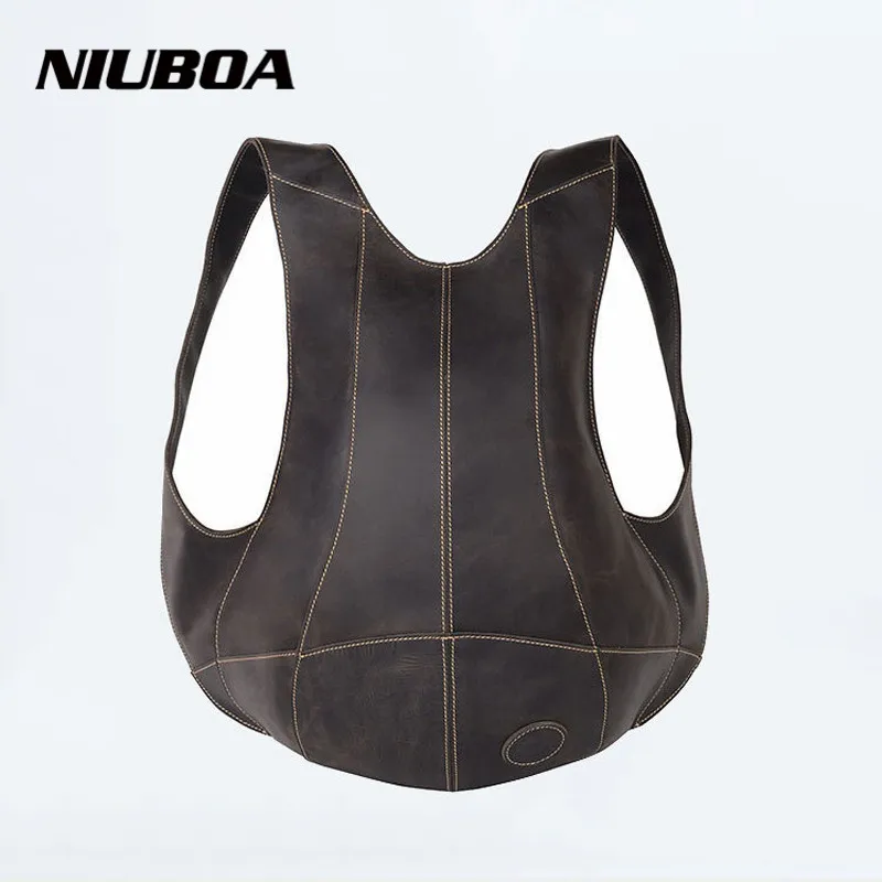 NIUBOA Genuine Leather font b Backpack b font Outdside Pack Bags Men font b Women b