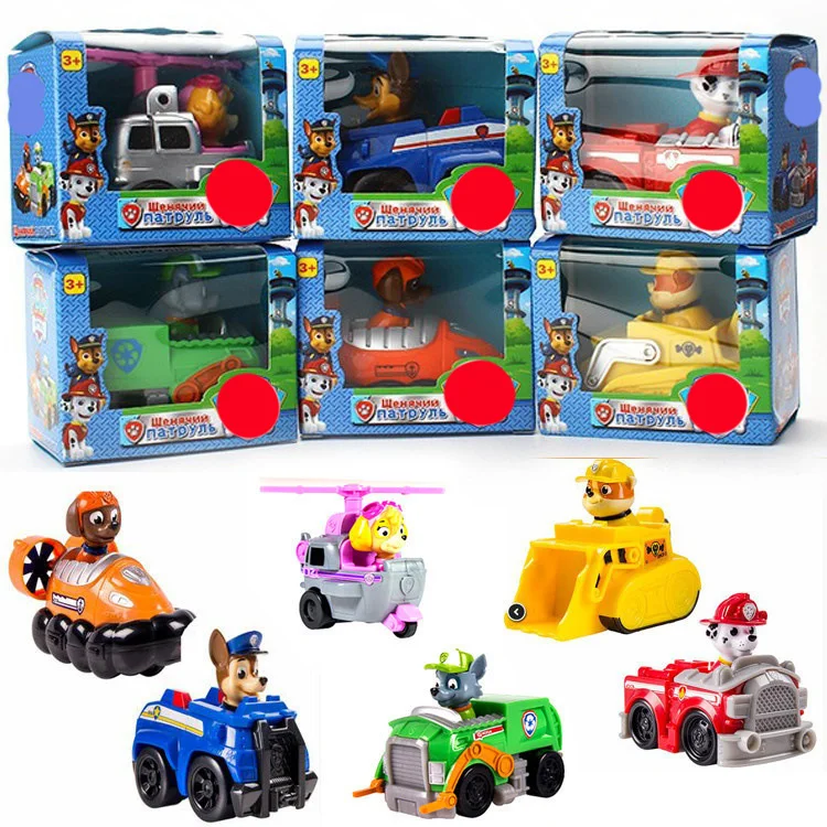 Lowest Price 6pcs/lot patrulla canina toys puppy patrol cars action figures model patrol canine kids toys for children