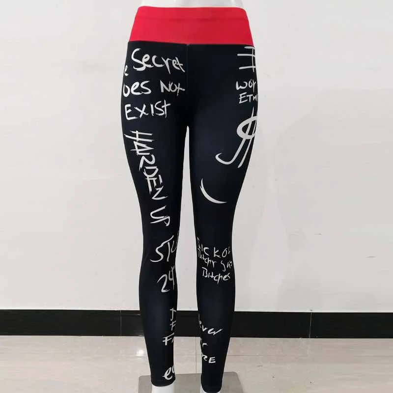 Line Walker Gym Leggings Women's Yoga Pants for Fitness Elastic High Waist Running Tights Printed  Push Up Sports Leggings