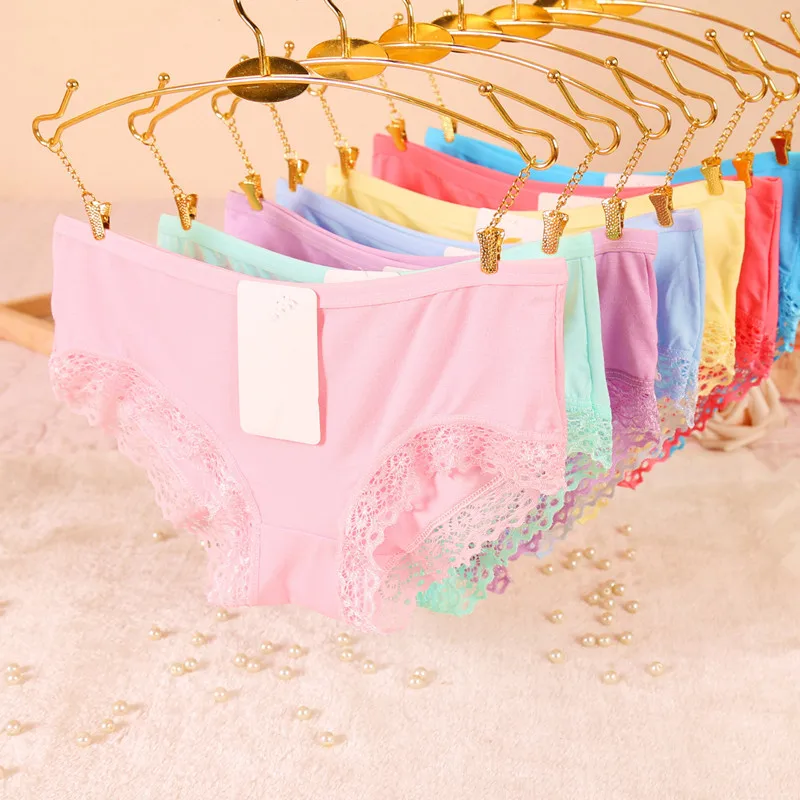 

8Pcs Comfortable Breathable Bamboo Charcoal Fiber Underwear Girls Panties Modal Panties Solid Color Lace Shorts Briefs