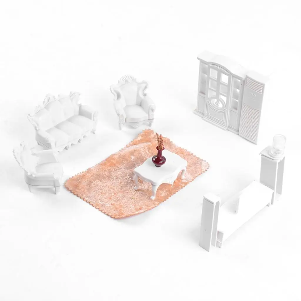 1:25 Scale Modern Style Realistic Living Room Furniture Set Sofa, End Table Model DIY Layout Sand Table Scene Landscape Building