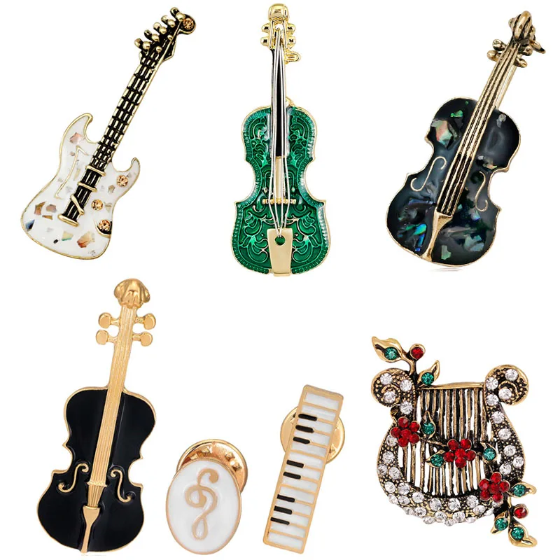 

Unisex Musical Instruments Brooches Guitar Violin Cello Piano Pins for Women Men Girl Kids Collar Brooch Cap backpack Suit Pin