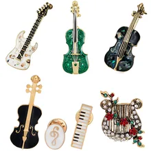 Instrumentos musicales Unisex broches guitarra violín violonchelo Piano Pins para Mujeres Hombres niñas niños Collar broche gorra mochila traje Pin