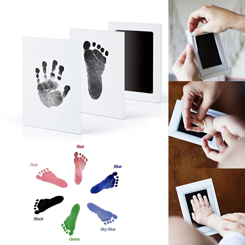 

Baby footprint Maker Keepsake Non-Toxic frame DIY Handprint Imprint Kit Baby Souvenirs Casting Clay Print Newborn Ink Pad Toys