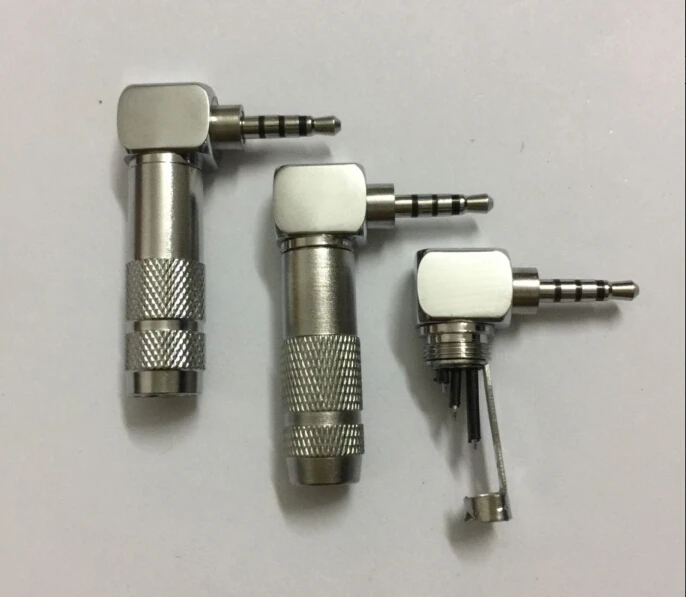 Copper Rhodium Plated 2 5mm 4Pole 90 Degree L shape Repair Headphone Jack Plug Cable Solder 20pcs free shippig