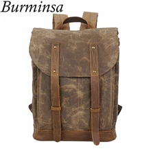 Burminsa мужской рюкзак из вощеной кожи, винтажный 17 дюймовый рюкзак для ноутбука, водонепроницаемый мужской рюкзак для путешествий, школьные сумки для подростков