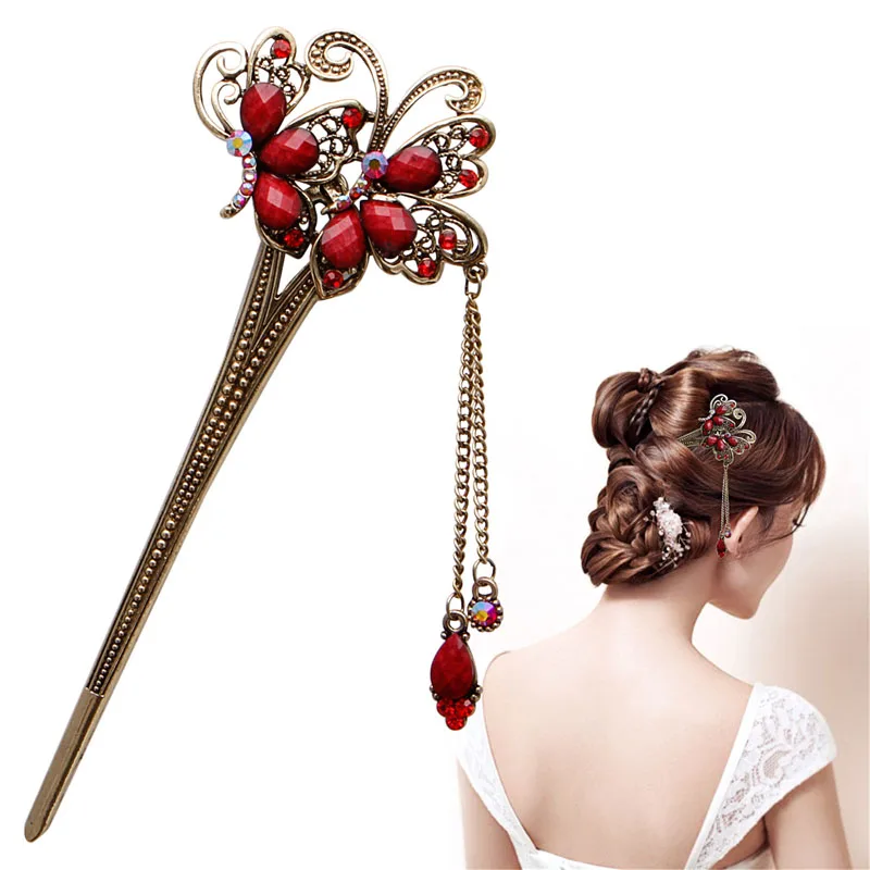 

Various Fashion Women Elegant Bobby Pin Colorful Hairpin Rhinestone Hair Stick