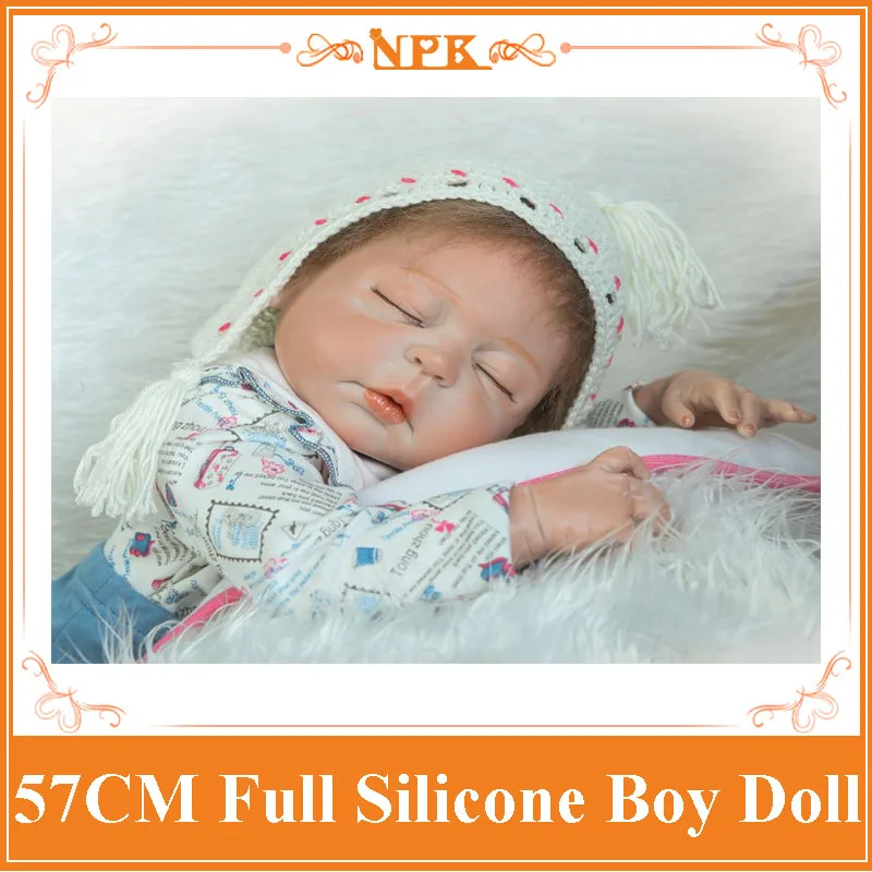 Closed Friend About 22'' 57cm Full Silicone Reborn Baby Doll With Magnetic Pacifier Sleeping Adora Non-toxic Baby's  Reborn Doll