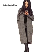 Женские зимние кардиганы, вязаный свитер с v-образным вырезом и длинным рукавом, свободный шерстяной Теплый свитер, женские топы