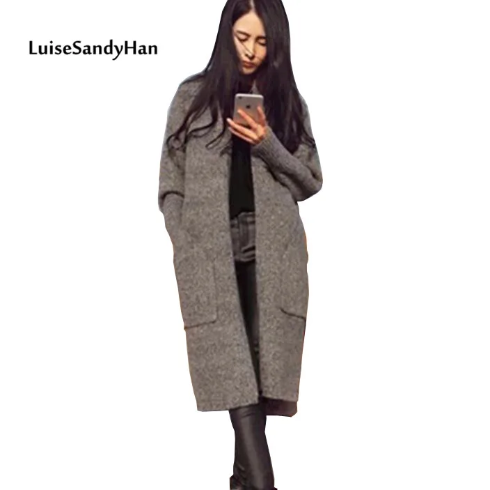 

2019 Women Winter Cardigans Knitting Patterns Sweater V-Neck Long Sleeve Loose Wool Warm Sweater Women Tops