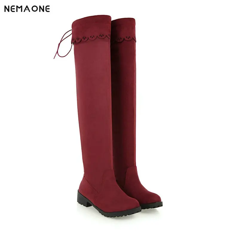 

New 3cm square heels over the knee women boots ladies spring autumn western Boots sweet ruffles party dress shoes woman