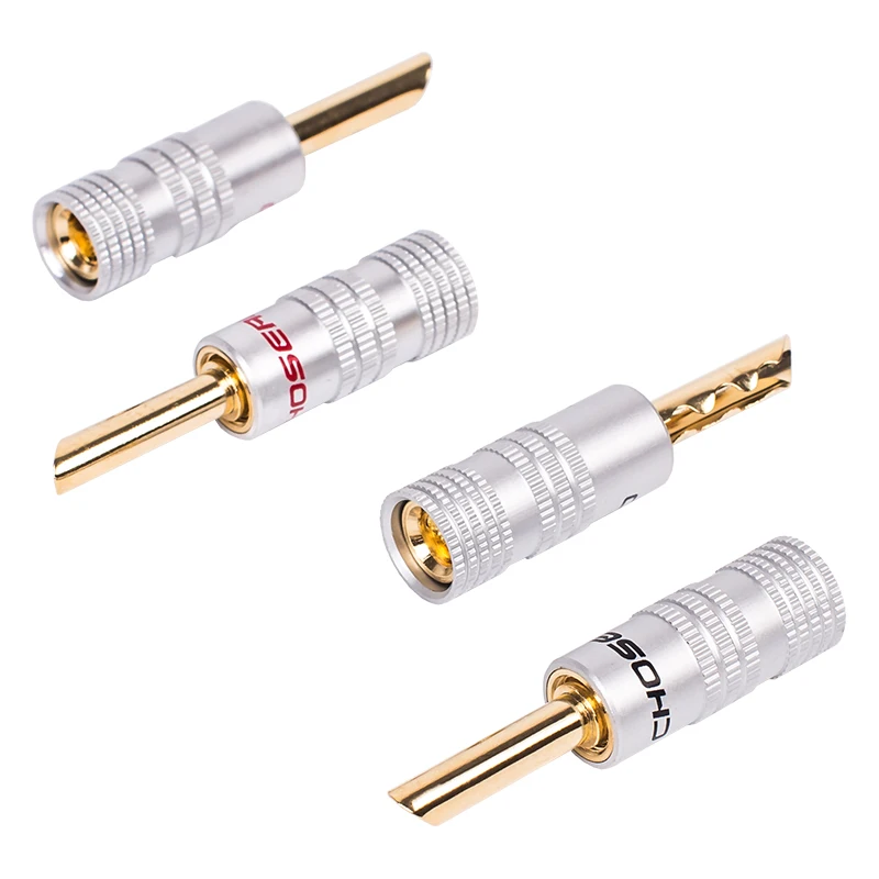Choseal 4Pcslot Speaker Banana Plugs Connector Adapter Pure Copper Audio Cable Connector (5)